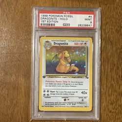 PSA 9 Dragonite Holographic 1st edition Fossil Pokemon Card Vintage rare! - Image 5