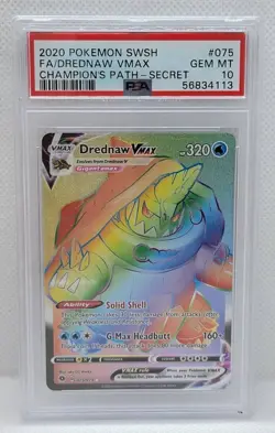 Japanese 2020 Pokemon Champion s Path 075 PSA GEM MINT 10 Secret Rare DREDNAW VM - Image 1