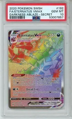 Japanese 2020 Pokemon SWSH Darkness Ablaze Eternatus VMAX 192 FA Secret PSA 10 G - Image 1