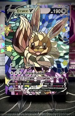 🔥Eevee V3 ACG Stained Glass Art Card w/ Holo Sleeve - Pokemon Fan Art Card🔥 - Image 1