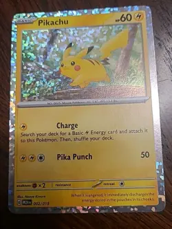 Pikachu 2025 NEW McDonald’s Happy Meal Pokemon Promo Card Holo 02/15 ✨ - Image 1