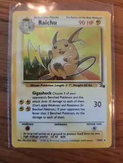 Pokemon TCG Card - Raichu HOLO Rare - Fossil Set - 14/62 - LV.45 - Vintage WOTC - Image 1