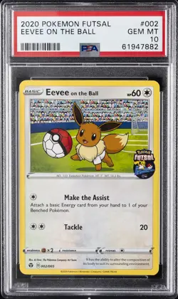 2020 POKEMON FUTSAL #002 EEVEE ON THE BALL PSA 10 - Image 1
