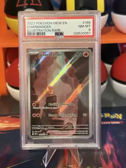 PSA 8 MINT Charmander 168/165 Illustration Rare English 151 Pokemon TCG - Image 1