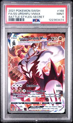 Urshifu VMAX 2021 Pokemon SWSH Battle Styles Secret Full Alt Art #168 PSA 9 - Image 1