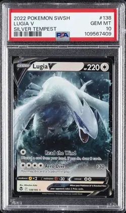 2022 POKEMON SWORD & SHIELD SILVER TEMPEST #138 LUGIA V PSA 10 - Image 1