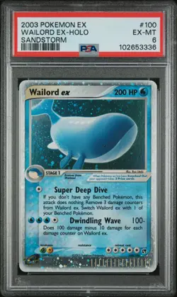 2003 POKEMON EX SANDSTORM #100 WAILORD EX-HOLO PSA 6 - Image 1
