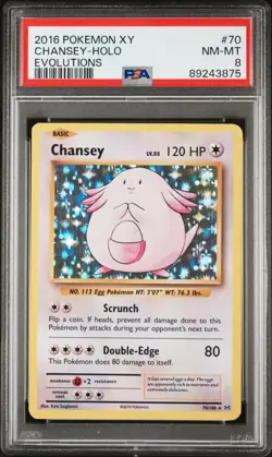2016 POKEMON XY EVOLUTIONS #70 CHANSEY-HOLO PSA 8 - Image 1