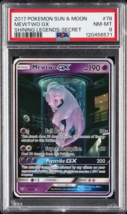 2017 POKEMON SUN & MOON SHINING LEGENDS SECRET #78 MEWTWO GX PSA 8 - Image 1