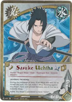 Naruto TCG Trading Card Game SASUKE UCHIHA 653 Foil Text Rare (2002) - Image 1