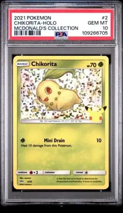 GRADED 10 McDonalds 2021 CHIKORITA PROMO CARD Pokemon TCG - Image 2