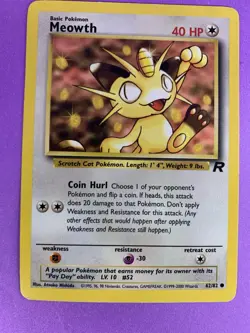 Pokemon TCG - Meowth 62/82 - Team Rocket - Common - LP WOTC - Image 1