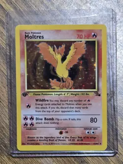 Pokemon TCG Moltres Holo Rare Card 12/62 Fossil 1st Edition - Image 1