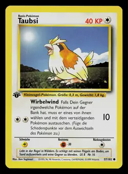 Pokemon Card - Pidgey Taubsi German 1st Edition Base Set 57/102 Common - Image 1