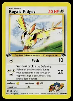 Pokemon Card - Koga's Pidgey Gym Challenge 1st Edition 80/132 Common - Image 1
