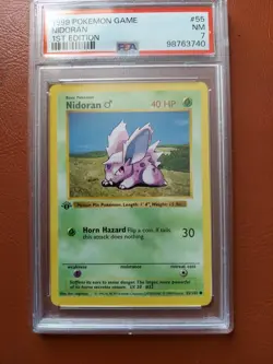 1999 Pokemon Base 1st Edition NIDORAN #55/10 PSA 7 NM - Image 1