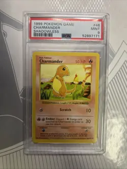 1999 Pokemon Game Charmander Shadowless PSA 9 Base Set - Image 1