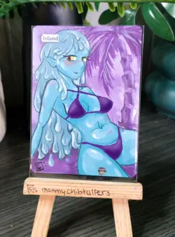 island X1 Altered Art Hand Painted MTG Magic Gathering land card slime sexy girl - Image 1
