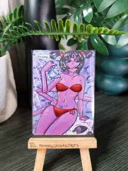 swamp X1 Altered Art Hand Painted MTG Magic Gathering land card muffet sexy girl - Image 2
