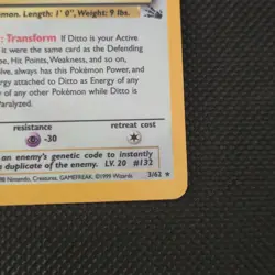 Ditto 1st Edition Fossil NEAR MINT #3 Vintage 1999 Pokemon TCG - Image 5