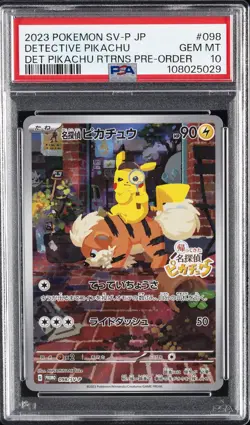 2023 POKEMON JAPANESE SV-P PROMO #098 DETECTIVE PIKACHU PSA 10 - Image 1