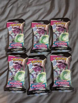X6 Pokemon TCG Sword Shield Fusion Strike Sleeved Booster Packs New Sealed - Image 1
