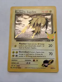 Pokemon TCG Rockets Zapdos Celebrations Holo 15/132 (NM) - Image 1