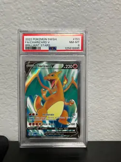 Pokemon TCG SWSH 2022 Brilliant Stars #153/172 FA/CHARIZARD V ULTRA RARE PSA 8 - Image 1