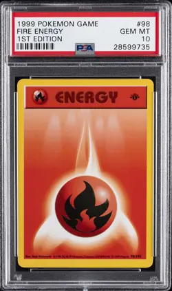 1999 POKEMON BASE SET 1ST EDITION #98 FIRE ENERGY PSA 10 - Image 1
