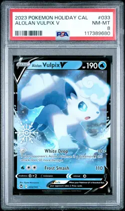 2023 POKEMON HOLIDAY CALENDAR #033 ALOLAN VULPIX V PSA 8 - Image 1