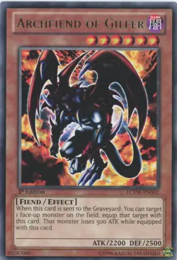 Yugioh Archfiend Of Gilfer LCYW-EN042 Rare 1st Edition LP - Image 1