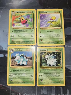 Jungle Set 4 Card Lot Weepinbell, Bellsprout, Nidorina, Nidoran Pokemon - Image 1