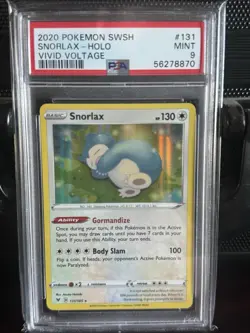 Pokemon TCG Snorlax Holo Rare Card Vivid Voltage 131/185 Sword & Shield PSA 9 - Image 1