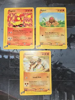 Expedition Base 3 Card Lot Magmar, Diglett, Hitmonlee Pokemon - Image 1