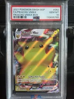 Pokemon Pikachu TCG VMAX Sword & Shield SWSH062 Holo Promo Card PSA 10 - Image 1