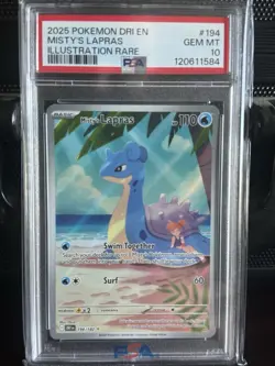 Pokemon TCG Misty's Lapras Destined Rivals 194/182 Illustration Rare Card PSA 10 - Image 1