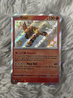 Pokemon Entei TCG Holo Shiny Rare Card 112/091 Paldean Fates - Image 1