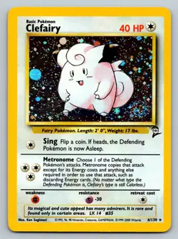 Clefairy Base Set 2 6/130 Holo Rare Pokemon Card w/ SWIRL 💫 - LP - Image 1