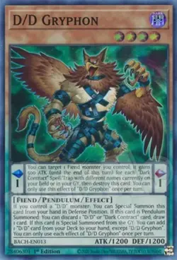 Yugioh - D/D Gryphon - 1st Edition Super Rare NM - Free Holographic Card - Image 1