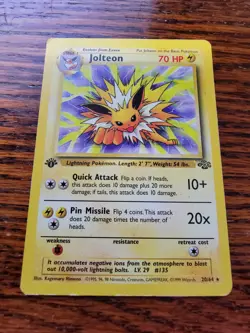 LP! Jolteon 20/64 Rare Jungle WOTC Pokemon Card 1st Edition - Image 1
