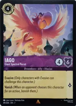 49/204 IAGO GIANT SPECTRAL PARROT #FOIL# EN7 RARE DISNEY LORCANA CARD - Image 1