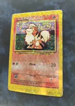Growlithe 28/102 Holo Prism Vintage Pokemon Vending Golden Sticker Card 90's - Image 3