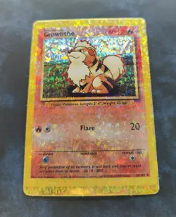Growlithe 28/102 Holo Prism Vintage Pokemon Vending Golden Sticker Card 90's - Image 5