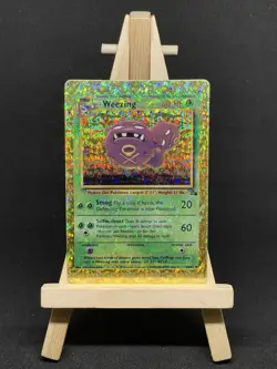 Weezing 45/62 HOLO Prism Fossil Set Vending Golden Sticker Pokemon Card Vintage - Image 1