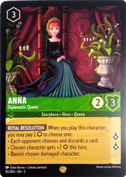 85/204 ANNA DIPLOMATIC QUEEN SHIMMERING SKIES LEGENDARY DISNEY LORCANA CARD - Image 1