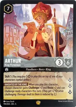 194/204 ARTHUR KING VICTORIOUS SHIMMERING SKIES LEGENDARY DISNEY LORCANA CARD - Image 1