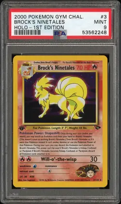 2000 POKEMON GYM CHALLENGE HOLO-1ST ED #3 BROCK'S NINETALES PSA 9 - Image 1