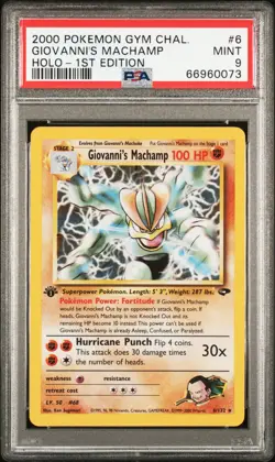 2000 POKEMON GYM CHALLENGE HOLO-1ST ED #6 GIOVANNI'S MACHAMP PSA 9 - Image 1