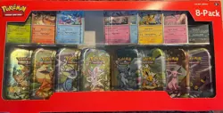 Pokemon Prismatic Evolutions Costco 8-Pack Mini. OPEN Box, 2 tins open. - Image 1