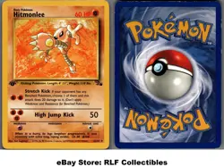 1999 Pokemon, Fossil, #22/62 Hitmonlee, 1st Edition, Rare - Image 1